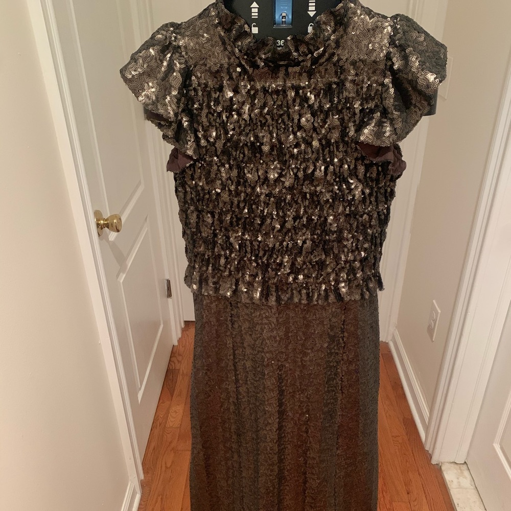 Sea New York Womens Midi Sequence Dress Brown S